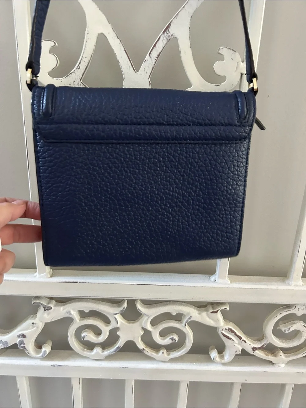 Kate Spade Small Merrick Everett Way Crossbody Bag Indigo Blue Pebbled Leather
